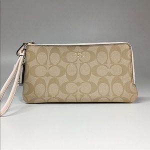 Double Zipper NWT Beige and Pink Coach Wristlet!